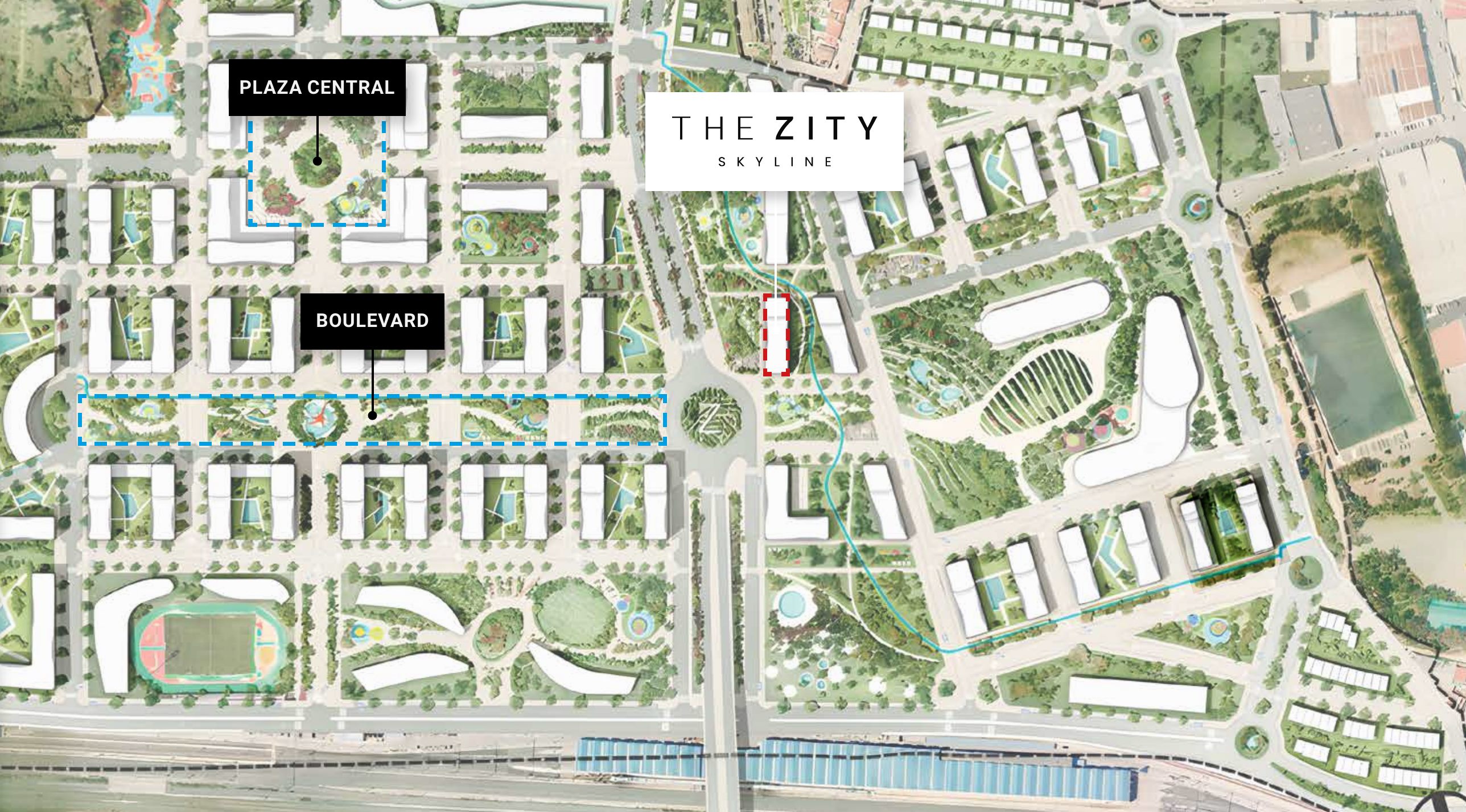 Plano de ubicación de The Zity Skyline en Distrito Z